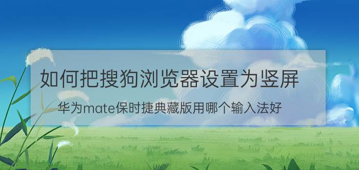 如何把搜狗浏览器设置为竖屏 华为mate保时捷典藏版用哪个输入法好？